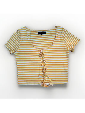 KENDALL + KYLIE Yellow Striped Crop Top - Size XL